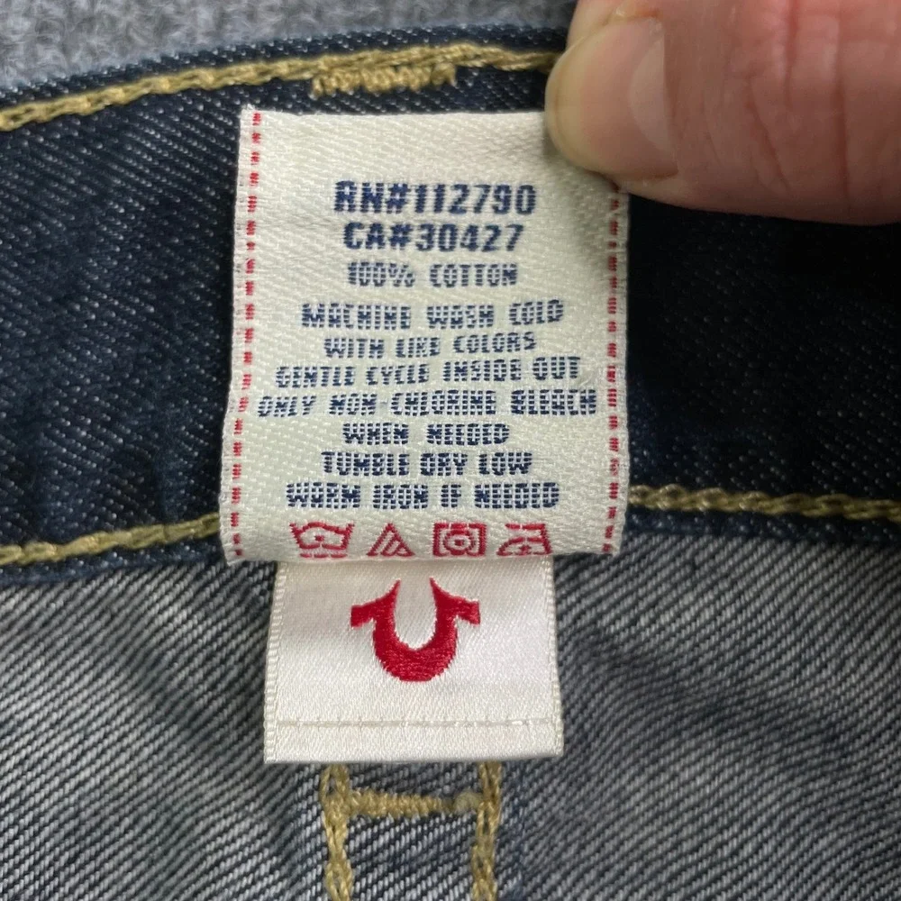 True Religion Slim Section Jeans Mens 36 Blue Dark Wash Straight Made in USA